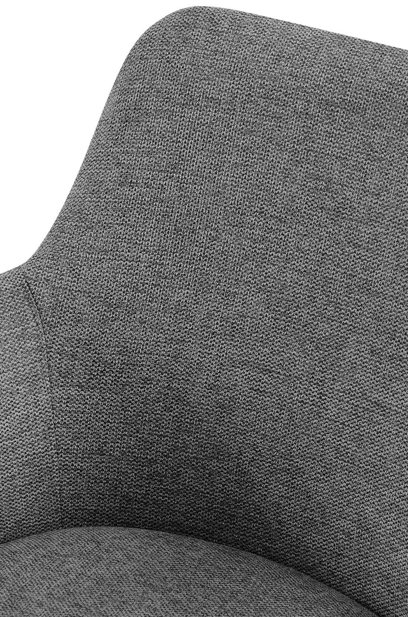 Chaise de salle à manger x1 pivotante rembourrée avec accoudoirs en tissu gris cadre métal 10_0007171