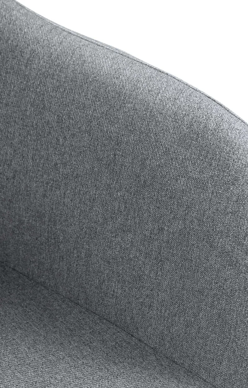 Tabouret de bar chaise haute x1 fonction rotation 360° en tissu gris avec coutures décoratives piètement métal noir 10_0005280