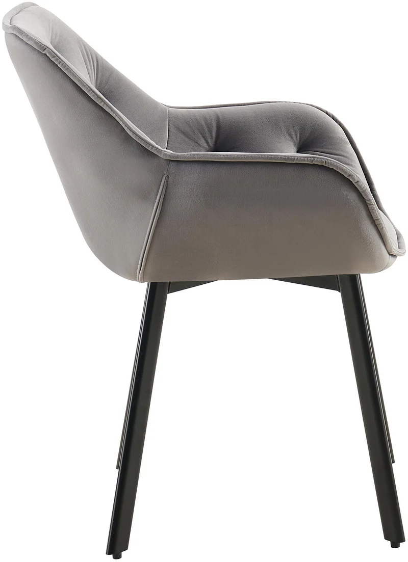 Lot de 2 chaises de salle à manger assise pivotante en velours gris foncé motif matelassé cadre métal 10_0007631