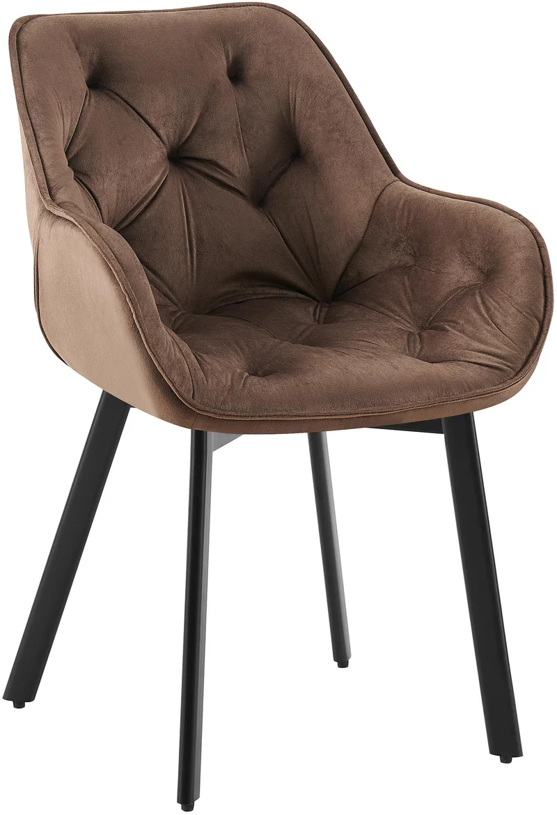 Lot de 2 chaises de salle à manger assise pivotante en velours marron motif matelassé cadre métal 10_0007560