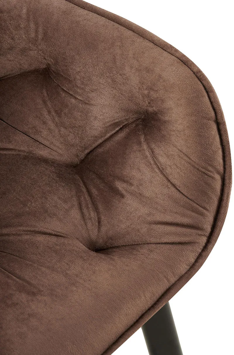 Lot de 2 chaises de salle à manger assise pivotante en velours marron motif matelassé cadre métal 10_0007560