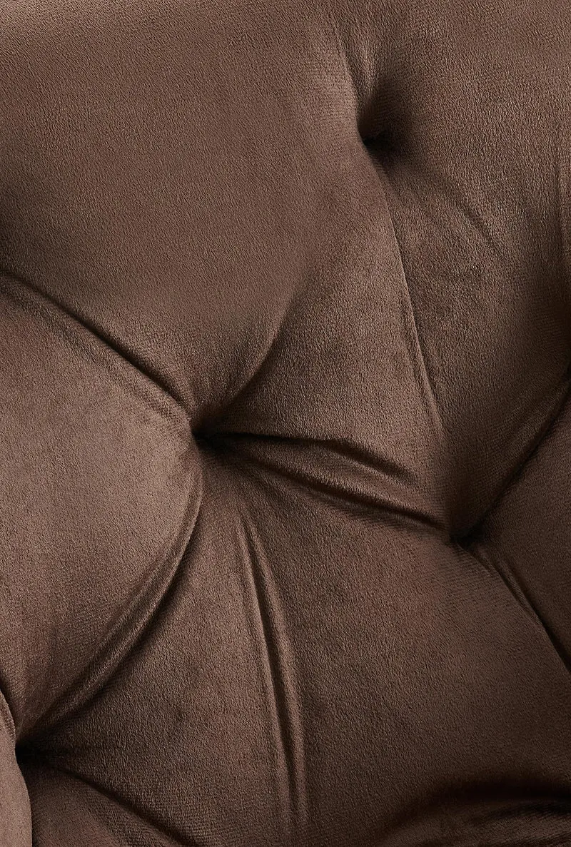 Lot de 2 chaises de salle à manger assise pivotante en velours marron motif matelassé cadre métal 10_0007560