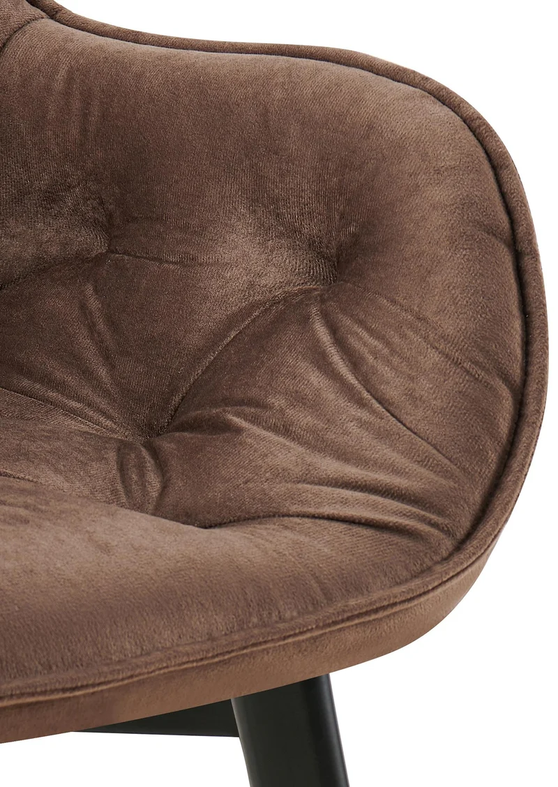 Lot de 2 chaises de salle à manger assise pivotante en velours marron motif matelassé cadre métal 10_0007560