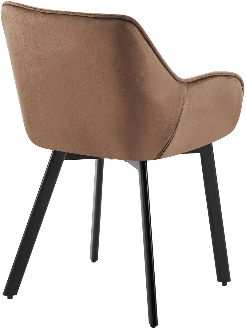Lot de 2 chaises de salle à manger assise pivotante en velours marron motif matelassé cadre métal 10_0007560