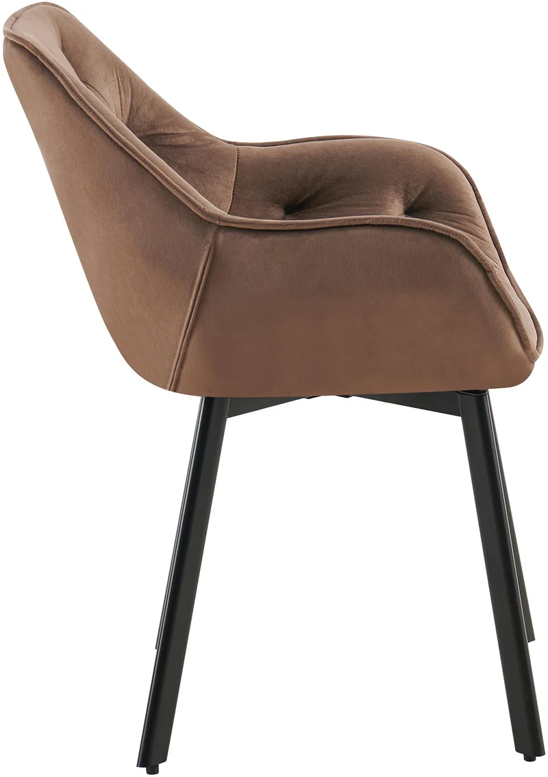 Lot de 2 chaises de salle à manger assise pivotante en velours marron motif matelassé cadre métal 10_0007560