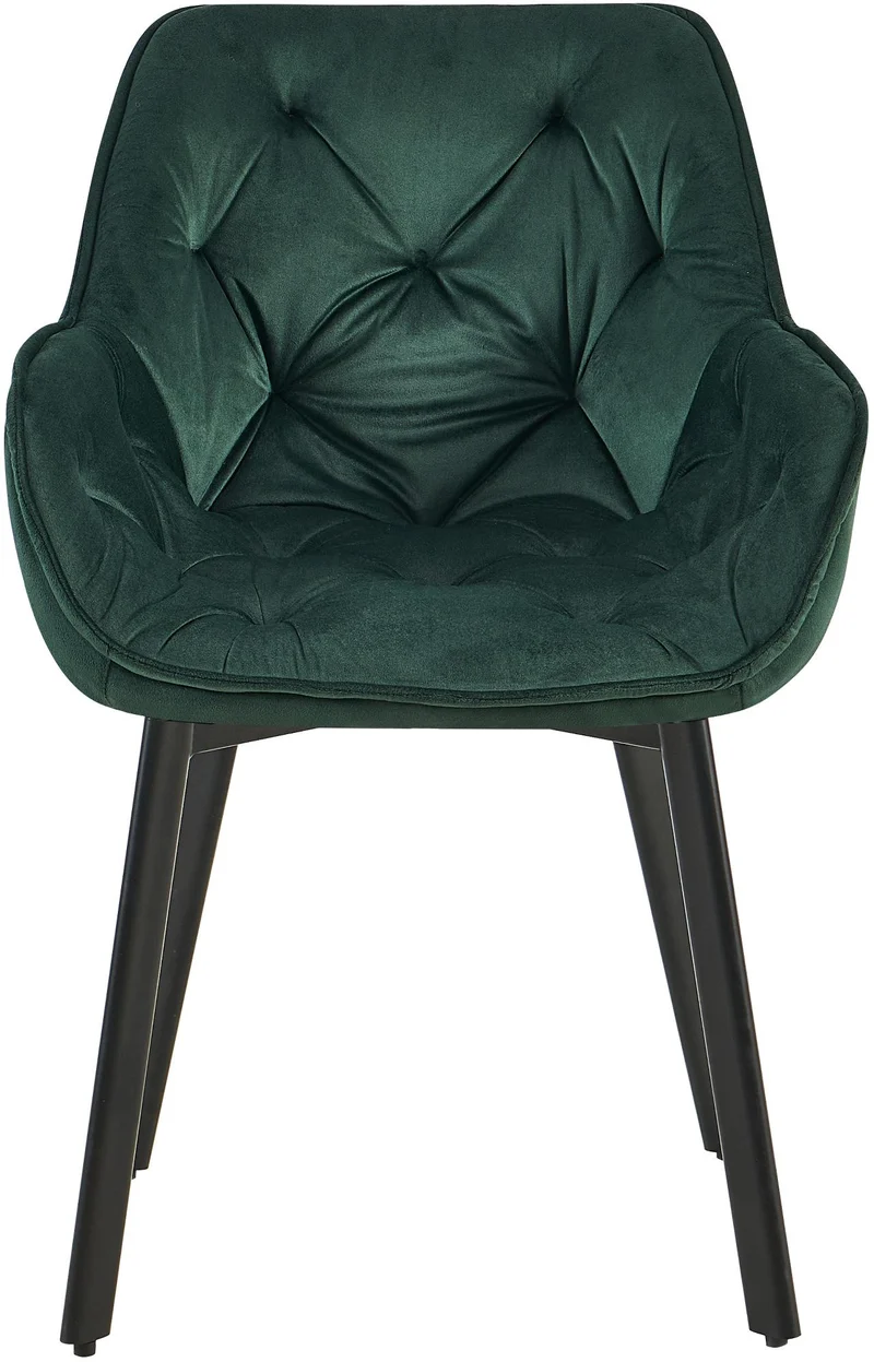 Lot de 2 chaises de salle à manger assise pivotante en velours vert motif matelassé cadre métal 10_0007453
