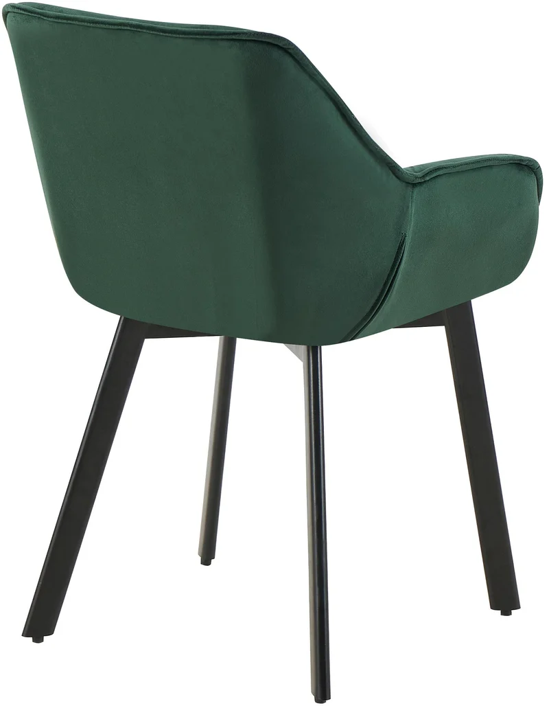 Lot de 2 chaises de salle à manger assise pivotante en velours vert motif matelassé cadre métal 10_0007453