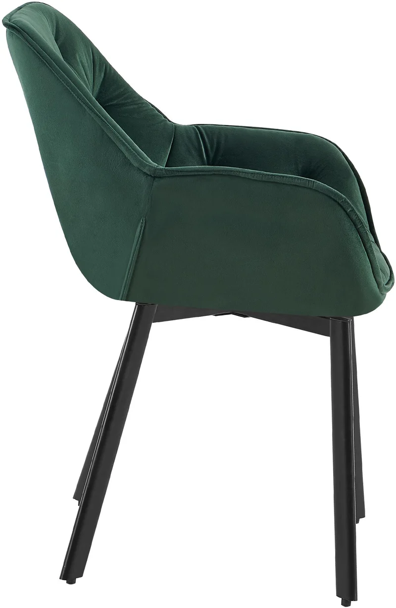 Lot de 2 chaises de salle à manger assise pivotante en velours vert motif matelassé cadre métal 10_0007453
