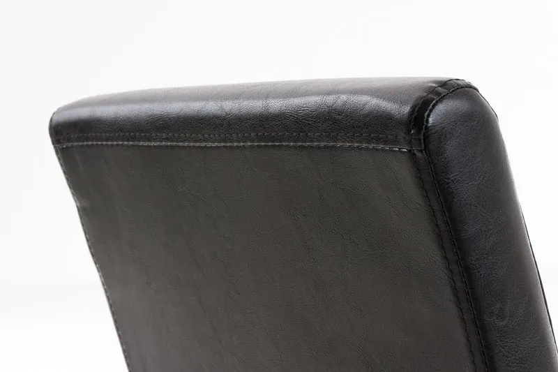 Chaise de salle à manger x1 design moderne en PVC marron et pieds en bois noir 10_0002026