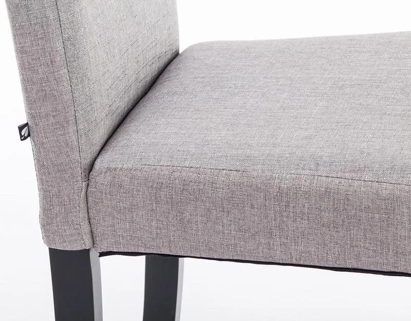 Lot de 4 chaises de salle à manger design classique en tissu gris clair et pieds en bois noir 10_0001774