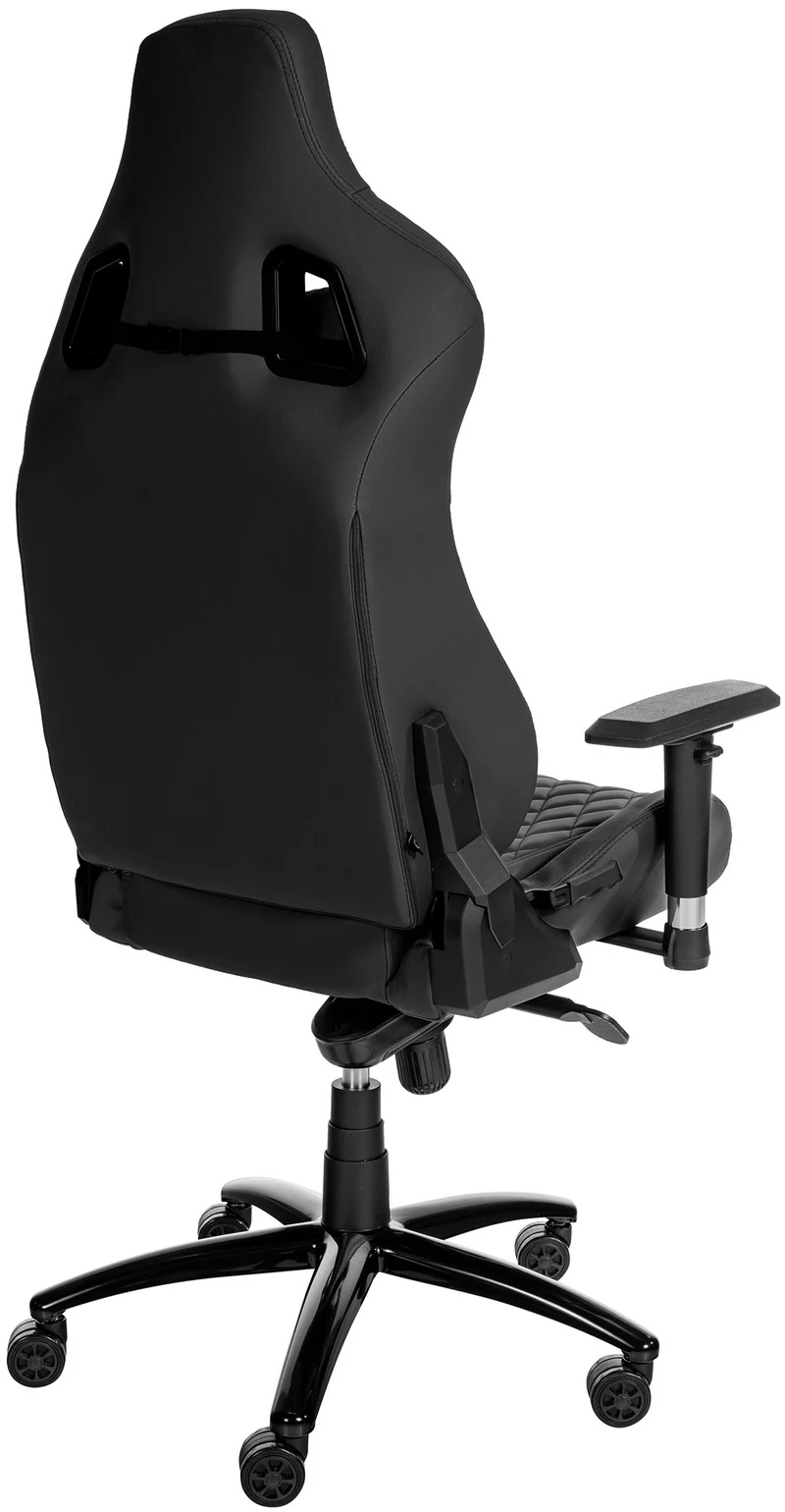 Fauteuil de bureau sur roulettes mécanisme à bascule coussin lombaire en cuir véritable noir cadre métal 10_0007021