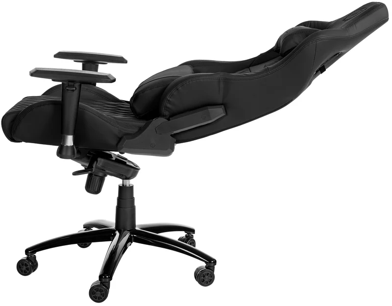 Fauteuil de bureau sur roulettes mécanisme à bascule coussin lombaire en cuir véritable noir cadre métal 10_0007021