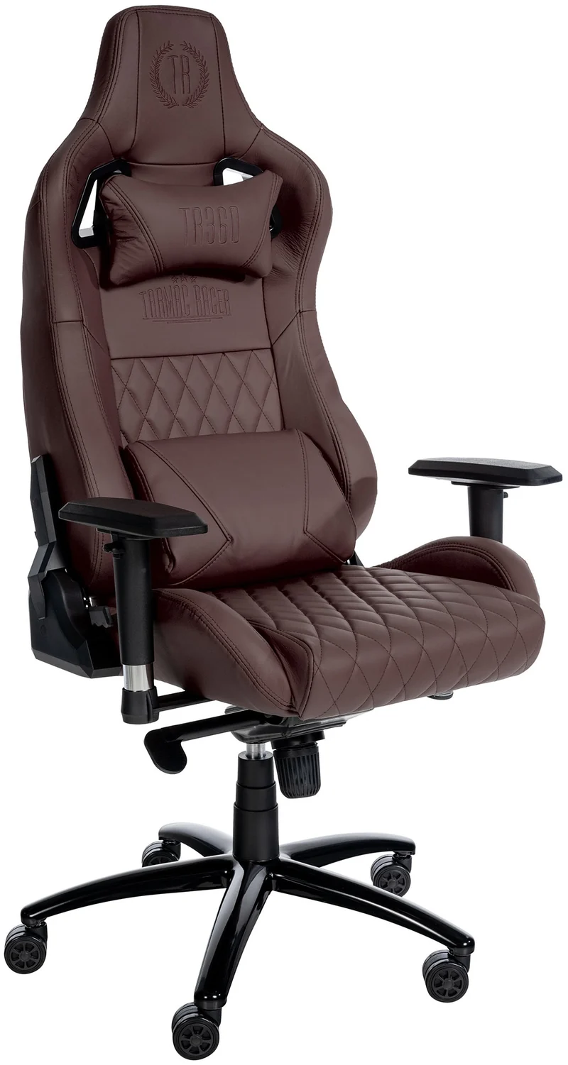 Fauteuil de bureau sur roulettes mécanisme de bascule en véritable cuir marron cadre métallique 10_0002510