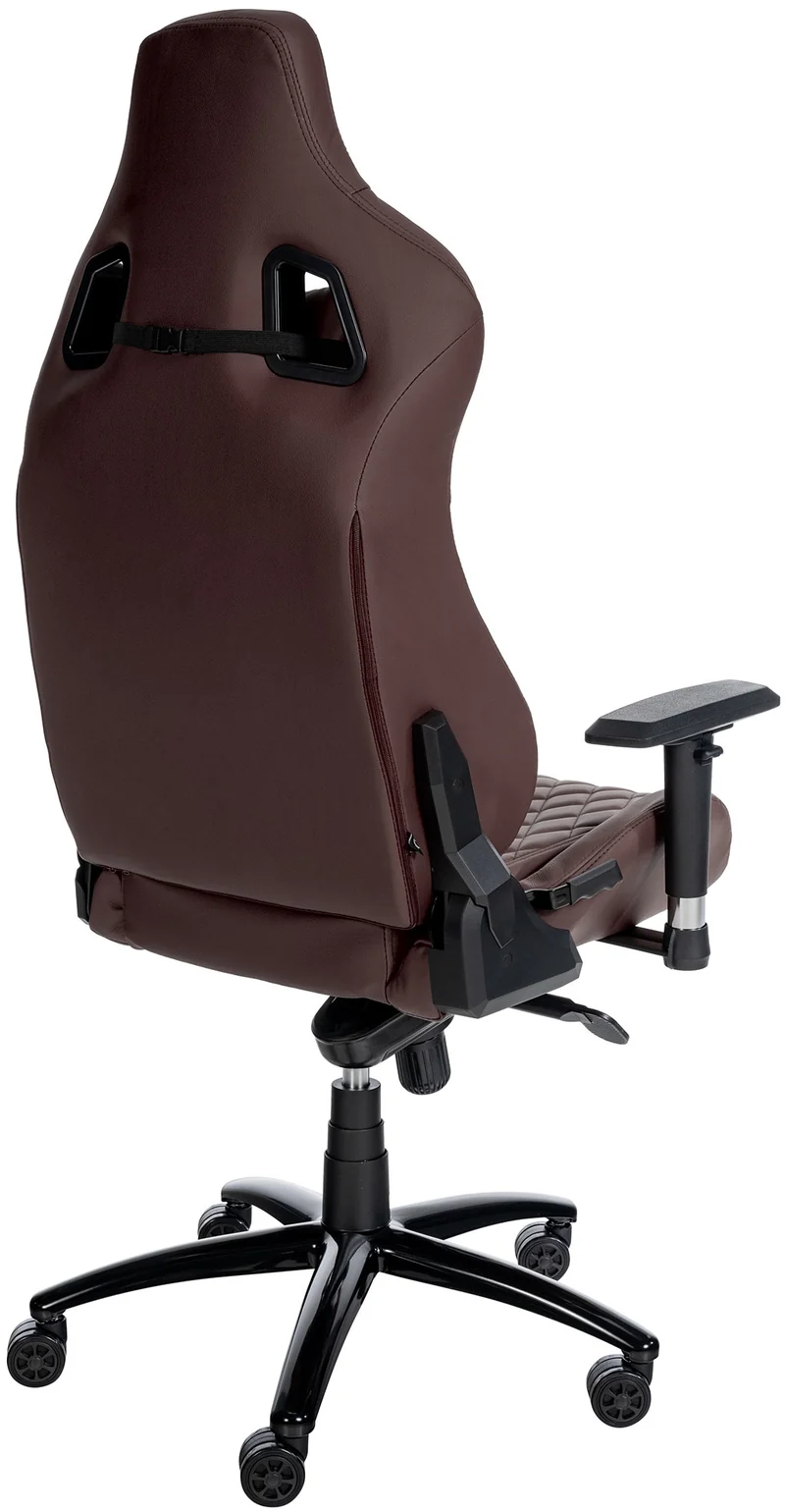 Fauteuil de bureau sur roulettes mécanisme de bascule en véritable cuir marron cadre métallique 10_0002510