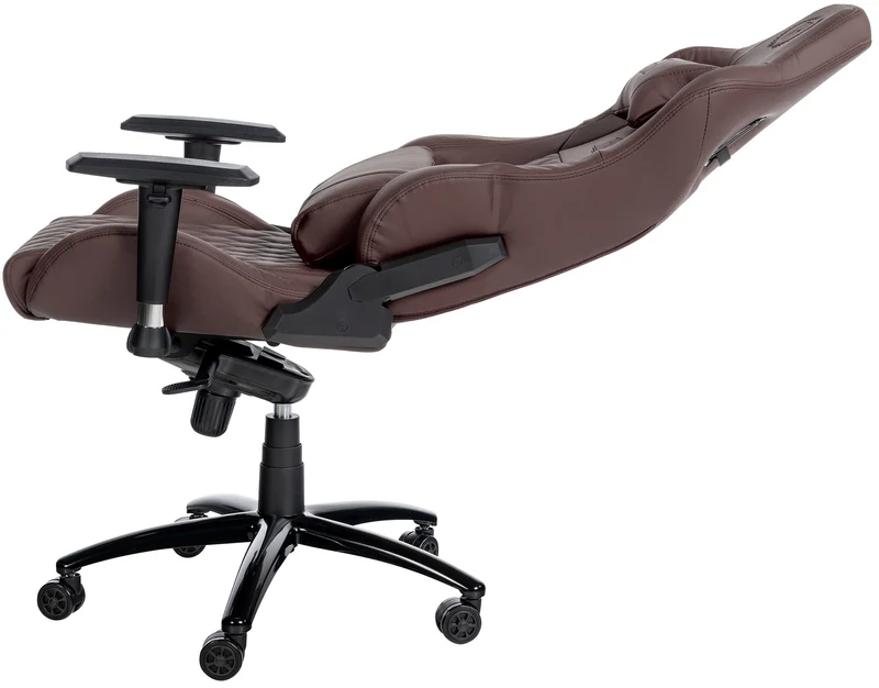Fauteuil de bureau sur roulettes mécanisme de bascule en véritable cuir marron cadre métallique 10_0002510