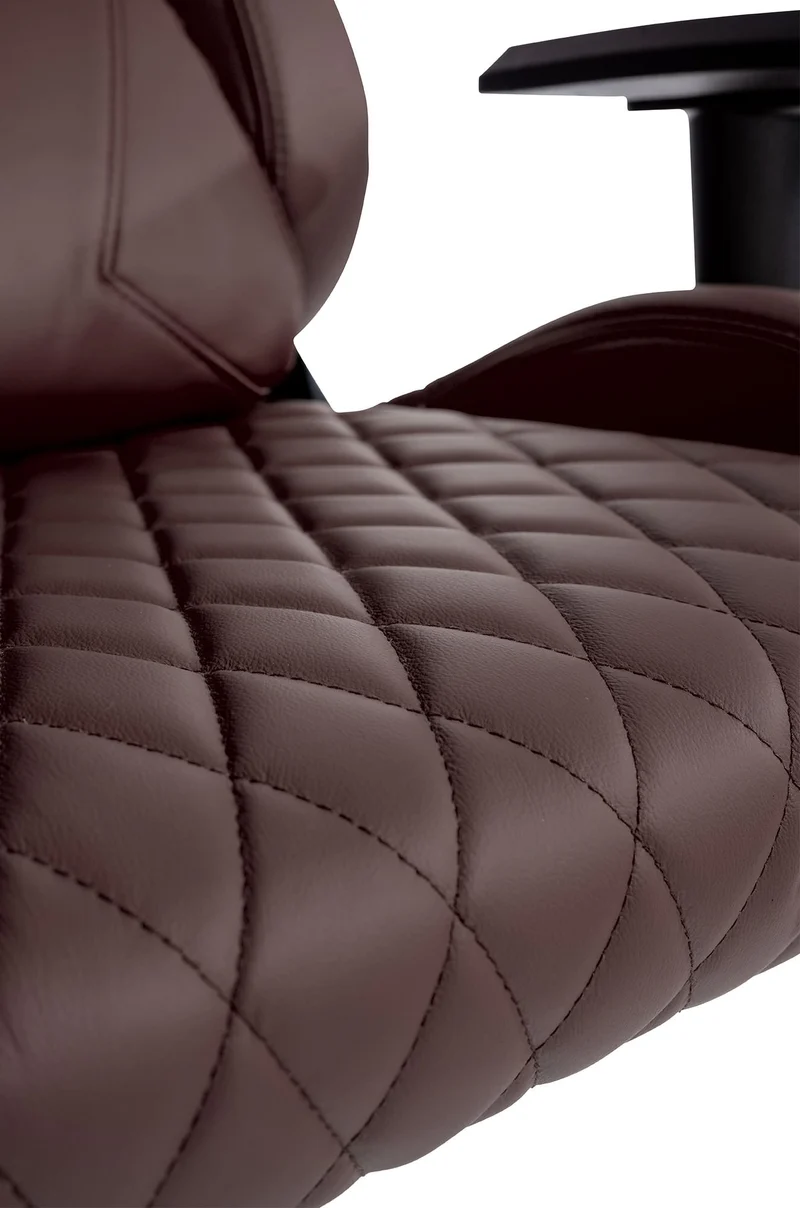 Fauteuil de bureau sur roulettes mécanisme de bascule en véritable cuir marron cadre métallique 10_0002510