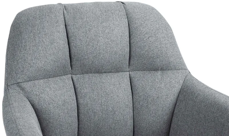 Tabouret de bar chaise haute x1 fonction rotation 360° en tissu gris avec coutures décoratives piètement métal chromé 10_0005275