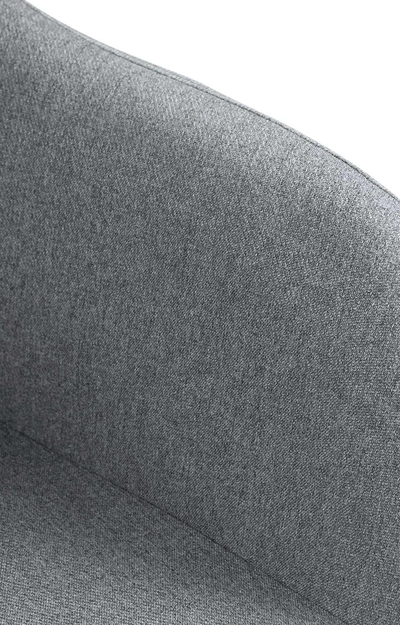 Tabouret de bar chaise haute x1 fonction rotation 360° en tissu gris avec coutures décoratives piètement métal chromé 10_0005275