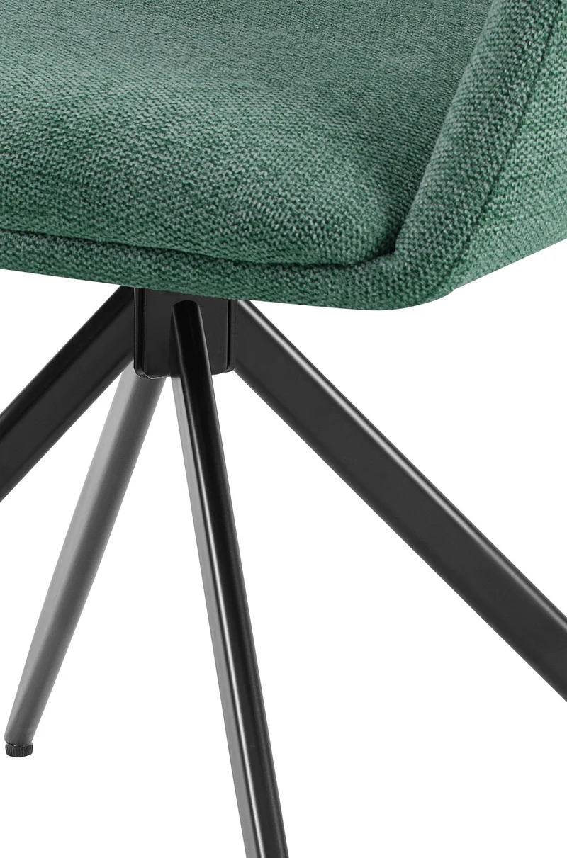 Chaise de salle à manger x1 pivotante rembourrée avec accoudoirs en tissu vert cadre métal 10_0007172
