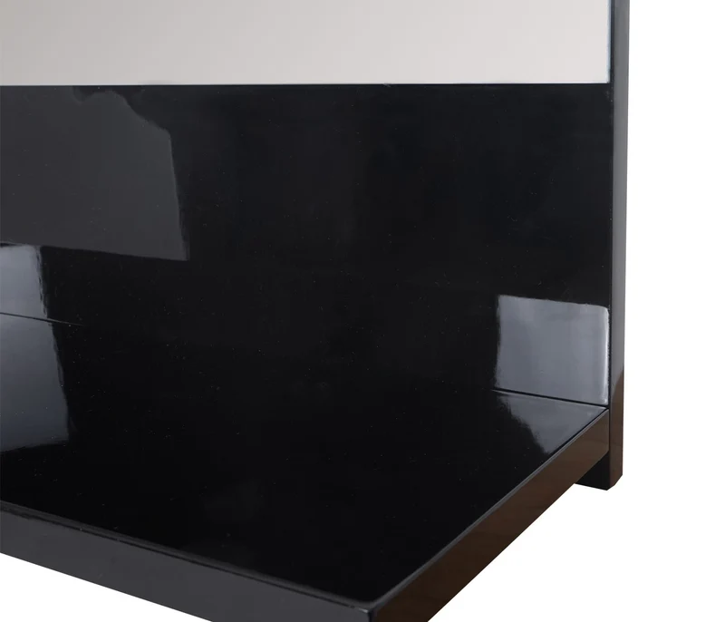 Miroir mural de salle de bain avec étagère 75x60 cm finition brillante rangement intégré contreplaqué noir verre 04_0003698