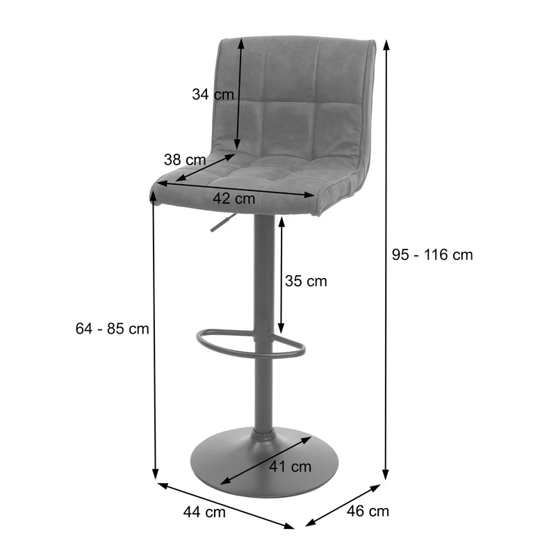 Tabouret de bar x1 pivotant 360° réglable en hauteur avec dossier repose pieds effet suédine métal brun clair vintage 04_0005264