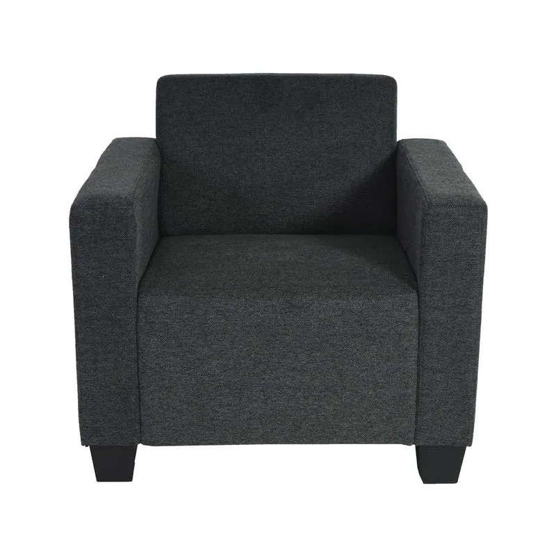 Fauteuil lounge design avec accoudoirs assise rembourrée tissu gris anthracite 04_0003073