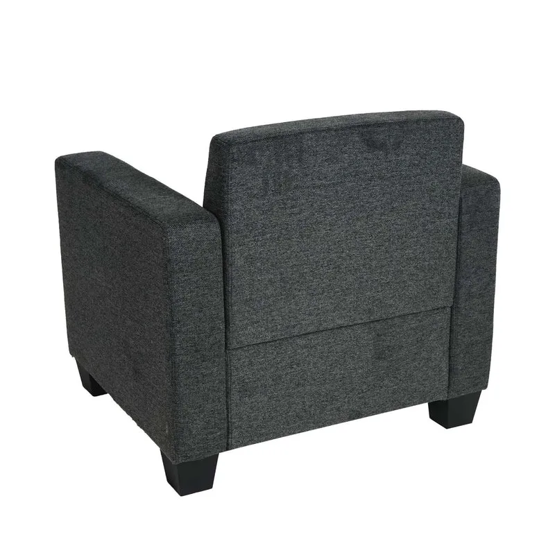 Fauteuil lounge design avec accoudoirs assise rembourrée tissu gris anthracite 04_0003073