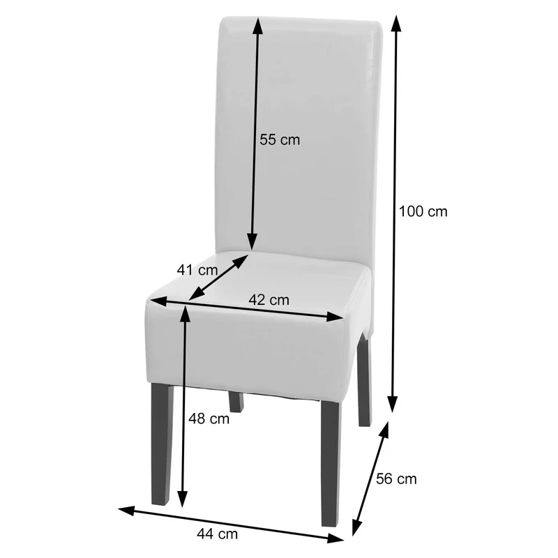 Chaise de salle à manger x1 dossier haut assise rembourrée cuir noir pieds bois foncé 04_0002307