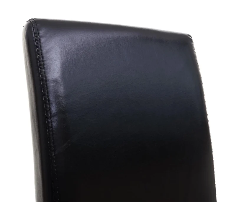 Chaise de salle à manger x1 dossier haut assise rembourrée cuir noir pieds bois foncé 04_0002307