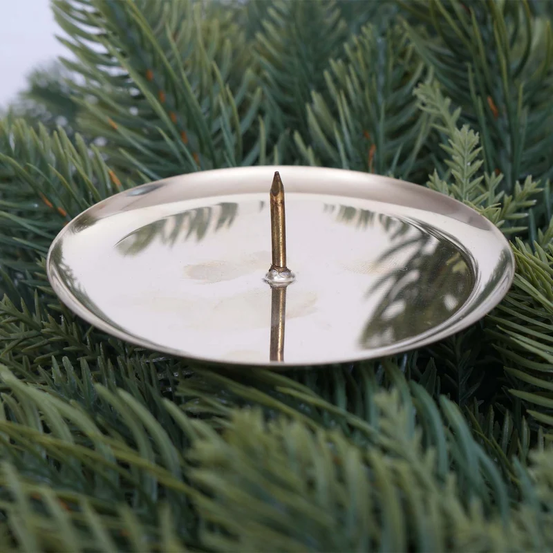 Couronne décorative artificielle de Noël 60 cm avec 4 supports pour bougies sapin vert polyéthylène 04_0009148