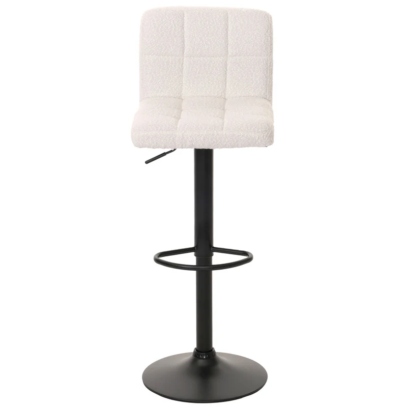 Lot de 2 tabourets de bar réglables pivotants tissu bouclette avec repose pieds acier crème blanc 04_0009958