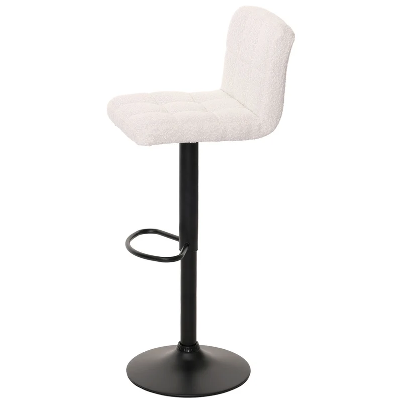 Lot de 2 tabourets de bar réglables pivotants tissu bouclette avec repose pieds acier crème blanc 04_0009958