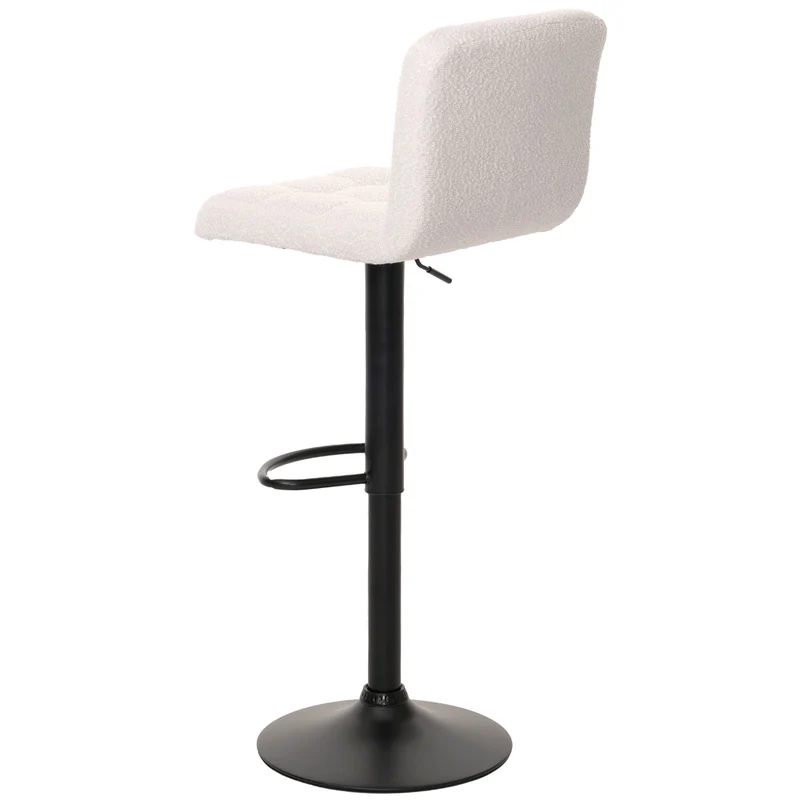 Lot de 2 tabourets de bar réglables pivotants tissu bouclette avec repose pieds acier crème blanc 04_0009958