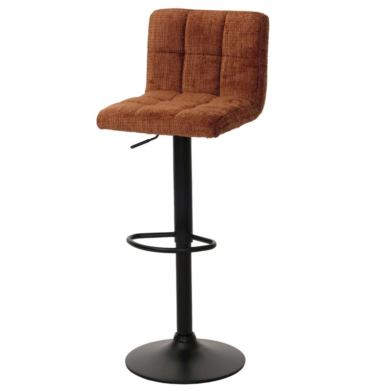 Lot de 2 tabourets de bar réglables pivotants tissu chenille avec repose pieds acier terracotta 04_0009963