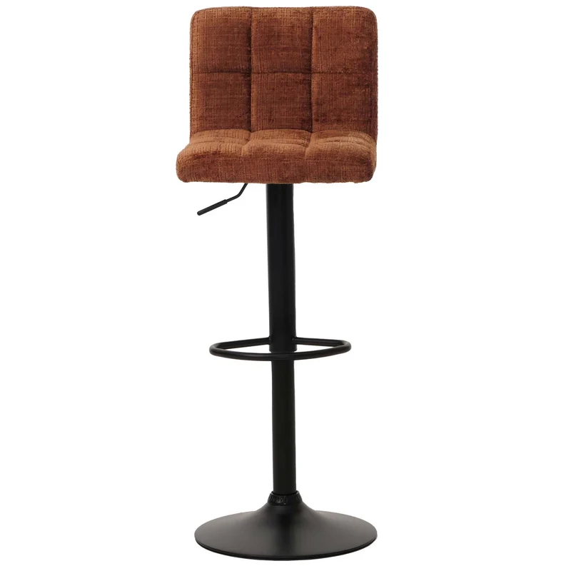 Lot de 2 tabourets de bar réglables pivotants tissu chenille avec repose pieds acier terracotta 04_0009963