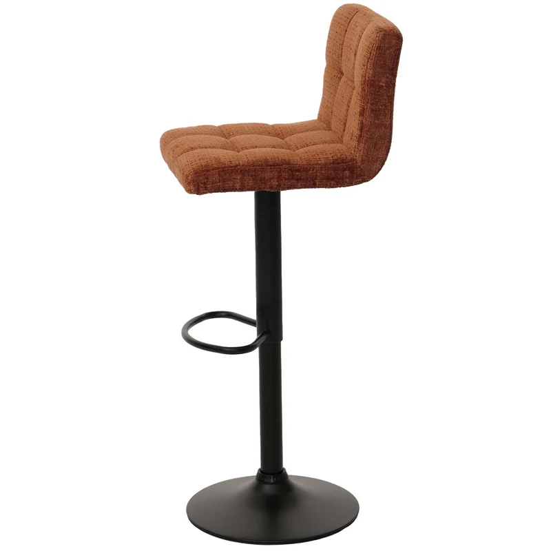 Lot de 2 tabourets de bar réglables pivotants tissu chenille avec repose pieds acier terracotta 04_0009963