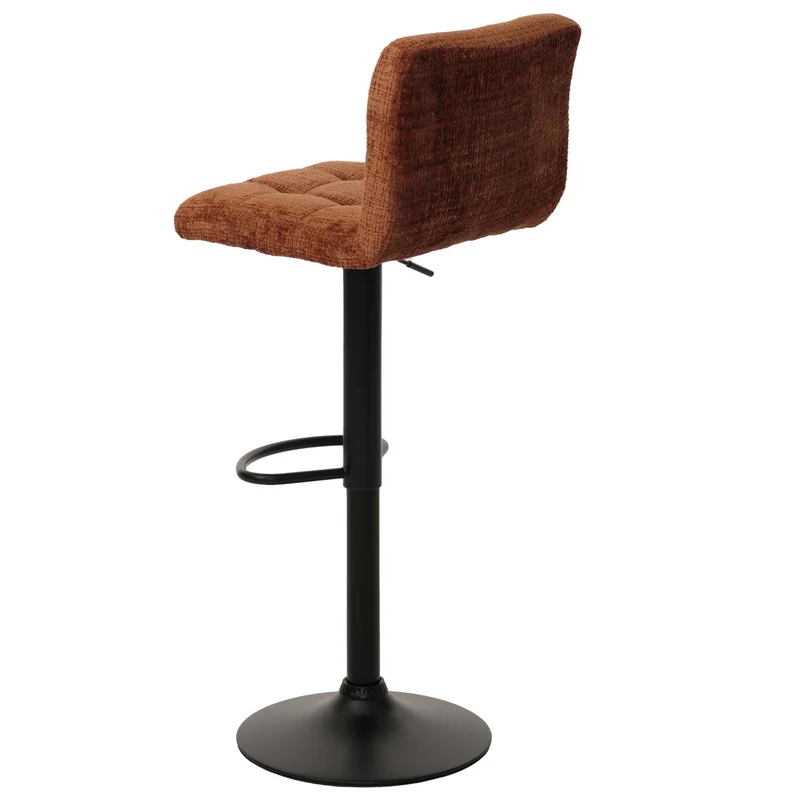 Lot de 2 tabourets de bar réglables pivotants tissu chenille avec repose pieds acier terracotta 04_0009963