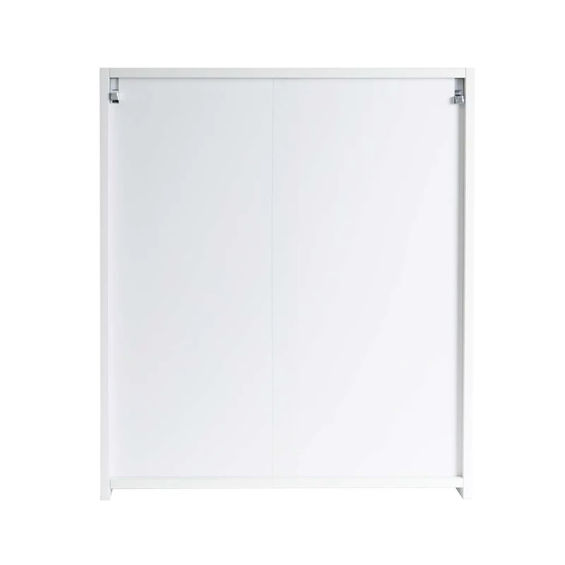Armoire de salle de bain avec miroir mural 2 étagères réglables finition brillante 70x60x16 cm bois eucalyptus verre blanc 04_0005766