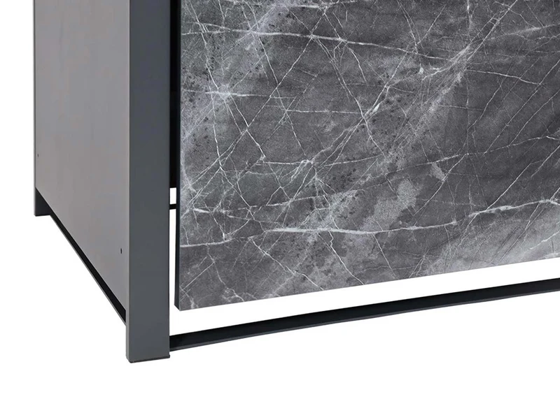 Cache poubelle simple extensible 117x68x80 cm acier galvanisé finition marbre anthracite foncé 04_0005696