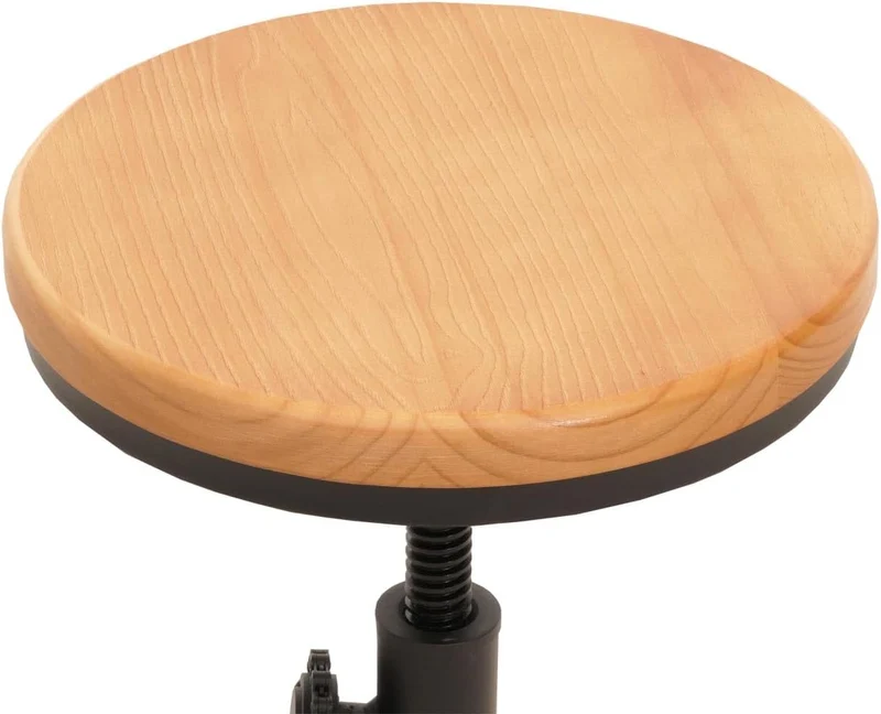 Tabouret de bar x1 chaise de comptoir avec repose-pieds rotatif réglable en hauteur design de vélo industriel en métal et bois massif naturel TDB04089
