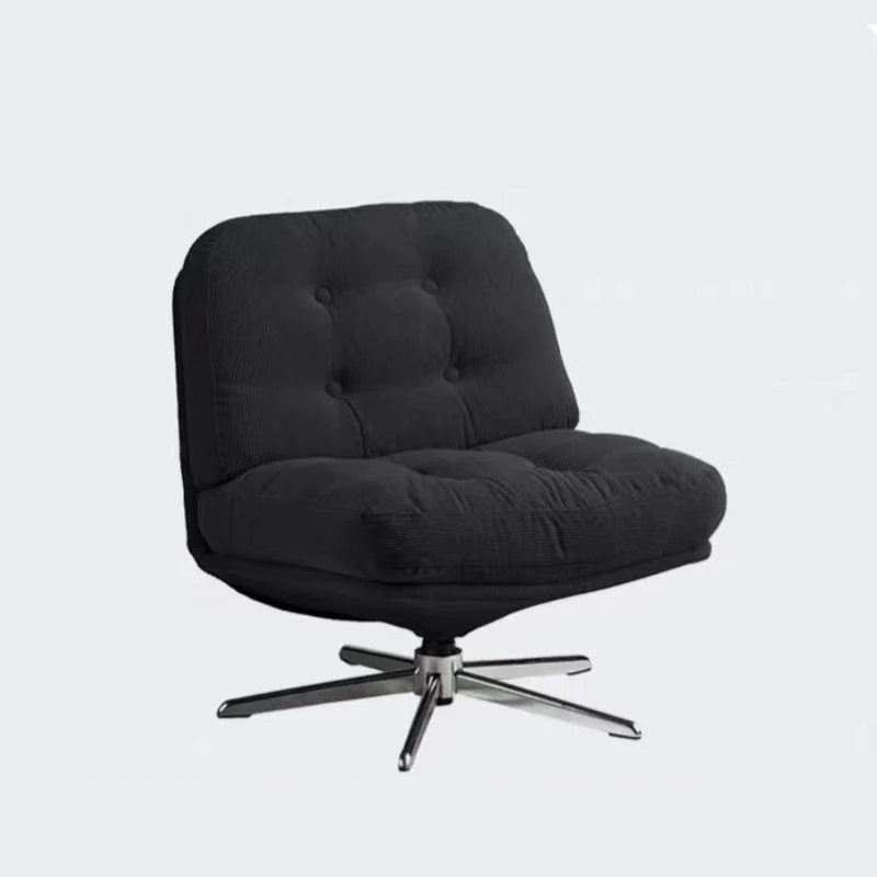 Contemporary Scandinavian Square Corduroy Carbon Steel Backrest 360° Rotation Accent Chair For Living Room