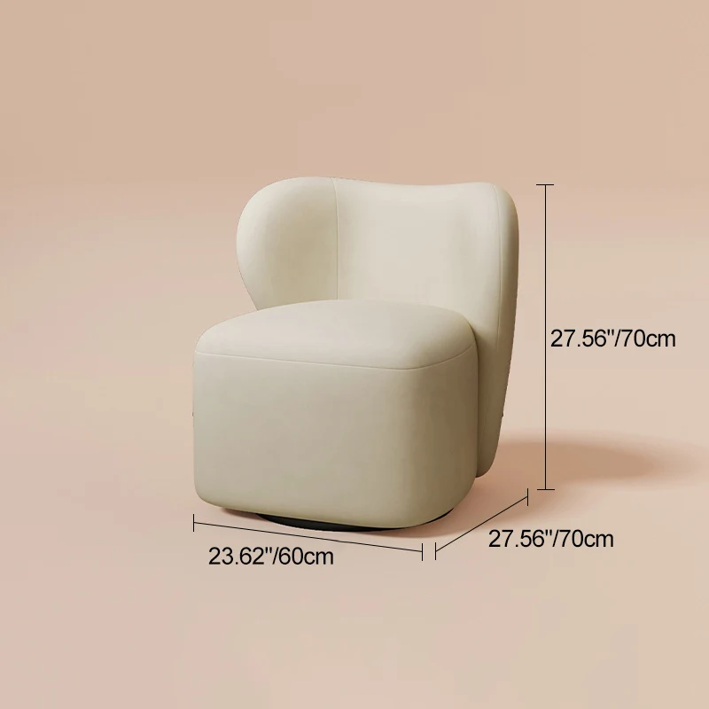 Contemporary Scandinavian Square Faux Velvet Pine Solid Wood 360° Rotation Backrest Accent Chair For Living Room