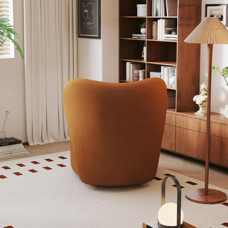 Contemporary Scandinavian Square Faux Velvet Pine Solid Wood 360° Rotation Backrest Accent Chair For Living Room