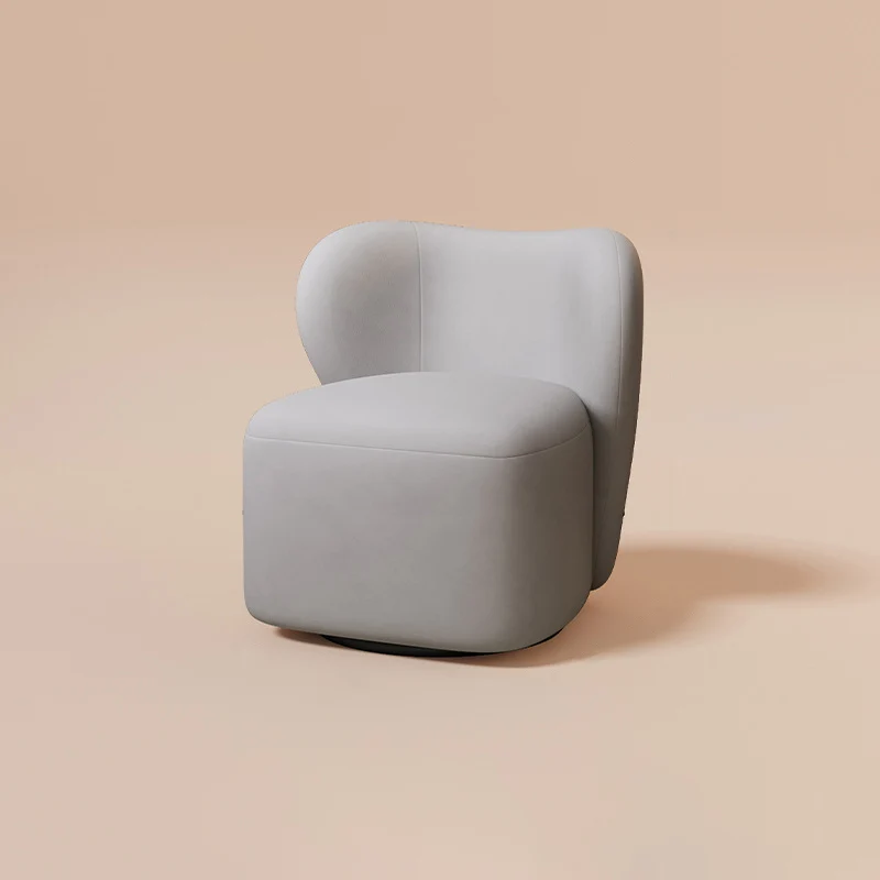 Contemporary Scandinavian Square Faux Velvet Pine Solid Wood 360° Rotation Backrest Accent Chair For Living Room