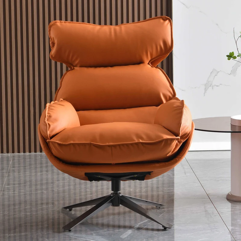 Contemporary Luxury Swivel Accent Chair - 1-Seater Comfortable Backrest Armrest Leisure Chair For Living Room & Bedroom