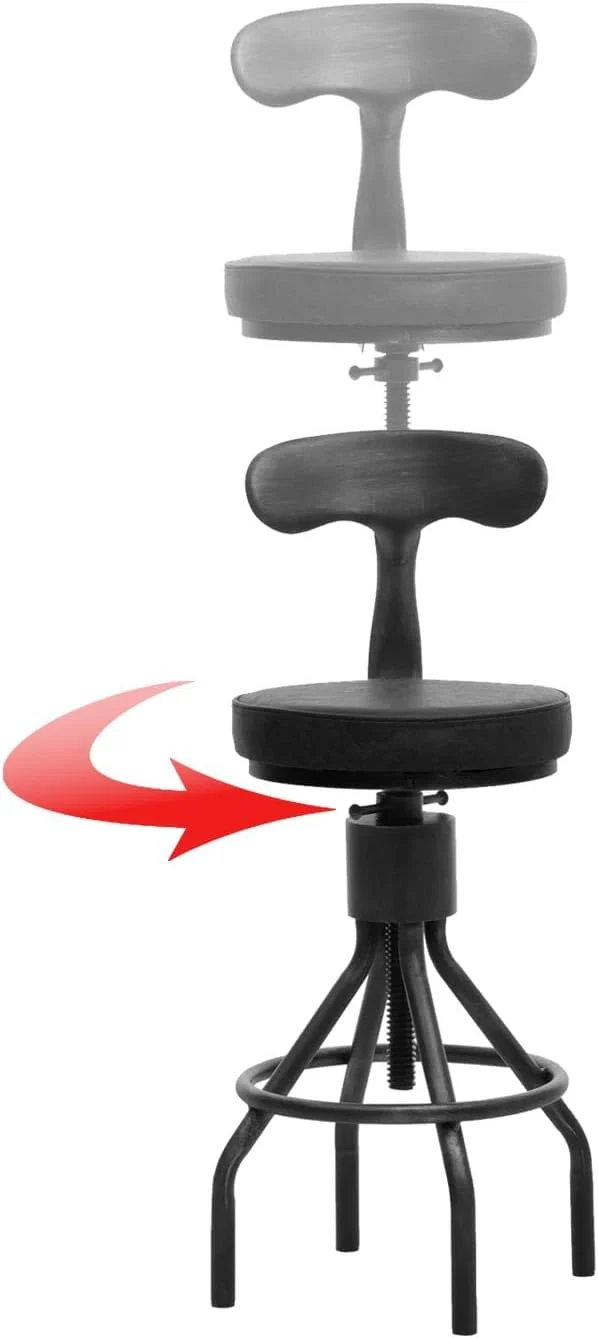 Lot de 2 tabourets de bar chaise haute design industriel avec repose-pieds rotatif réglable en hauteur en acier et simili cuir noir TDB04084