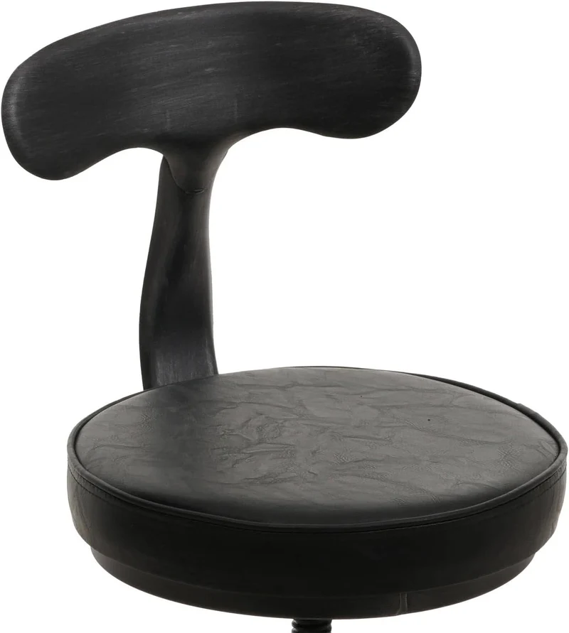 Lot de 2 tabourets de bar chaise haute design industriel avec repose-pieds rotatif réglable en hauteur en acier et simili cuir noir TDB04084
