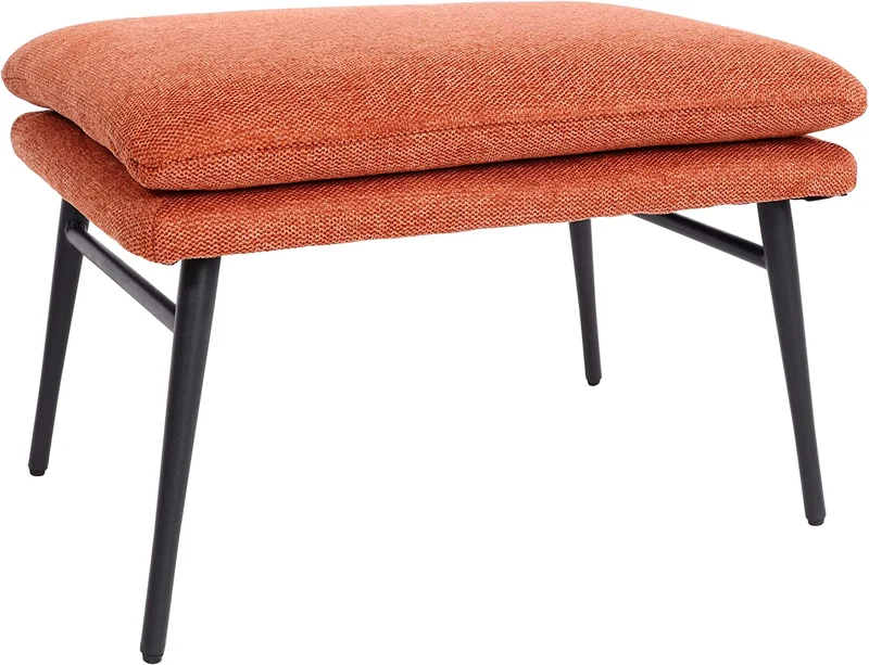 Tabouret repose-pieds pouf rembourré 38x56x40cm tissu/textile terracotta BAN04057