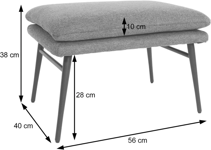 Tabouret repose-pieds pouf rembourré 38x56x40cm tissu/textile terracotta BAN04057