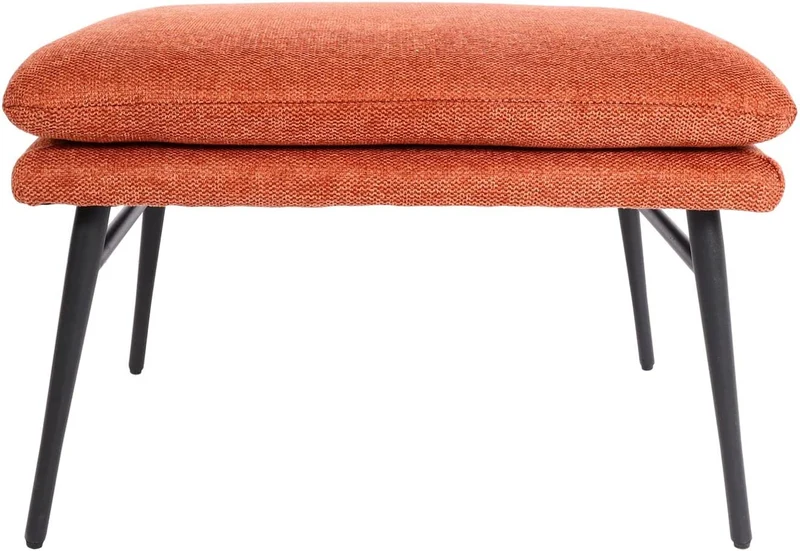 Tabouret repose-pieds pouf rembourré 38x56x40cm tissu/textile terracotta BAN04057